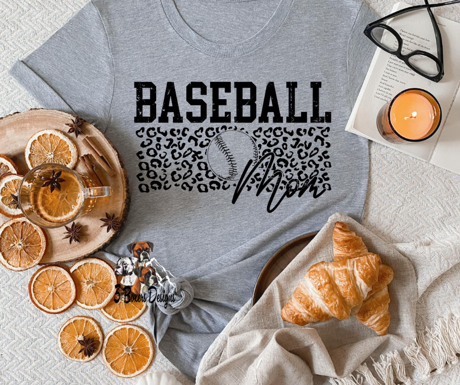 Oversized Leopard Print Baseball Mom (Black Ink)