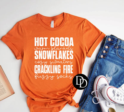 Hot Cocoa Snowflakes Crackling Fire