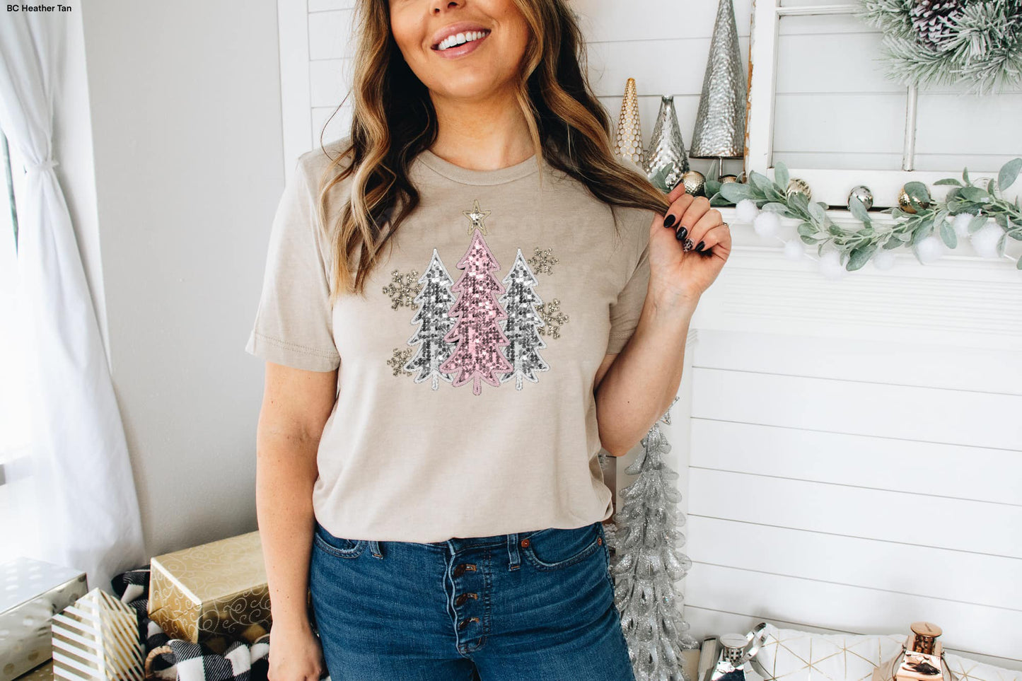 Pink Faux Sequin trees